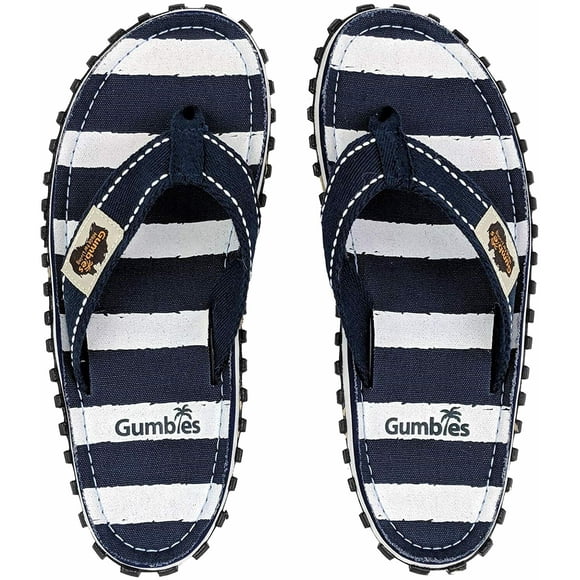 Gumbies Islander Women's Flip-Flops Sandals - Navy & White Deck Chair - Size 5