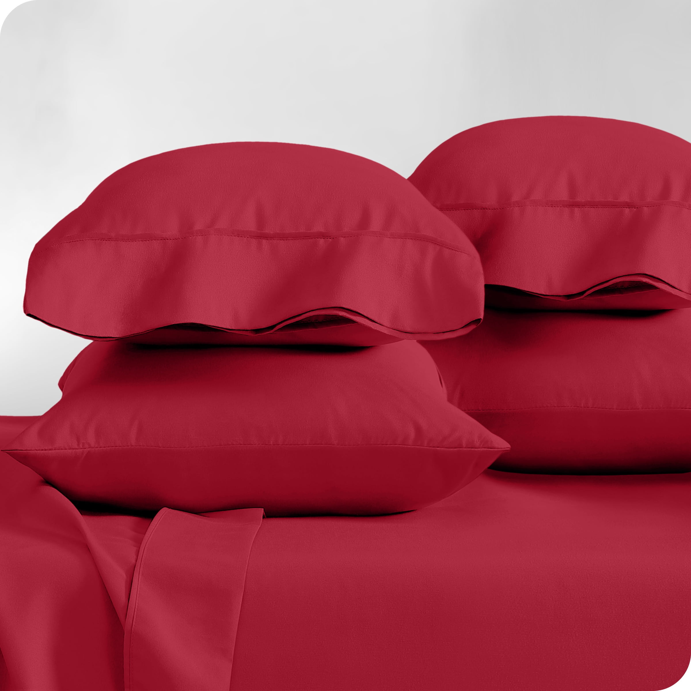 Bare Home Pillowcase Set - Premium 1800 Collection - Double Brushed - Ultra Soft - King Size, Red, 4 Count