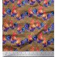 thumbnail image 1 of Soimoi Poly Georgette Fabric Text & Hen Bird Fabric Prints By Yard 52 Inch Wide, 1 of 3