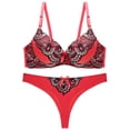 thumbnail image 1 of Pisexur Women's Comfortable Push Up Embroidery Lace Bra and Panty Set Plus Size, 1 of 5