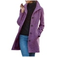 thumbnail image 1 of Pompotops Women's Solid Color Pocket Woollen Coat Recreational Long Sleeve Tops Clearance, 1 of 6