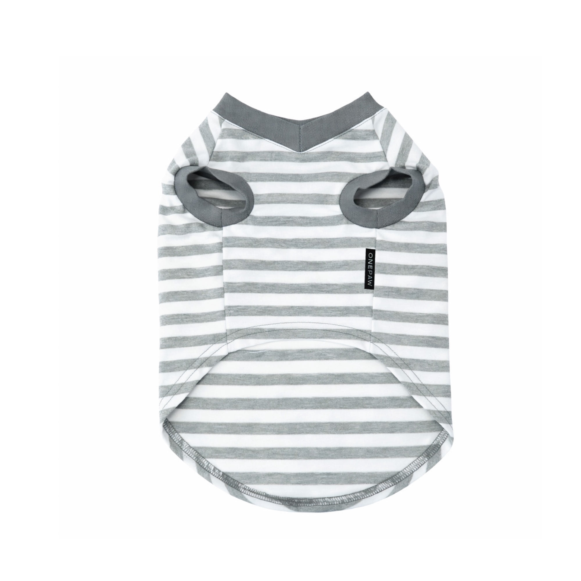 One Paw T-shirt pour chien, Hola Chicas Stripe, léger, gris