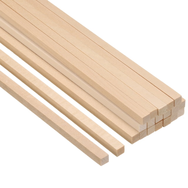 Unique Bargains 1/4 Inch Dowel Rods Wood Sticks 12 Inch Long Square Wooden Dowels 20 Pcs