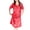 Red, variant on Women's Satin Pajama Dress Silk Lace V Neck Short Sleeve Nightgown Soft Elegant Knee Length Sleep Shirt