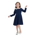 thumbnail image 2 of Robes pour Adolescentes Printemps Été Imprimé Volant Manches Longues Robe Décontractée Unie Marron 11-12 Ans, 2 of 4