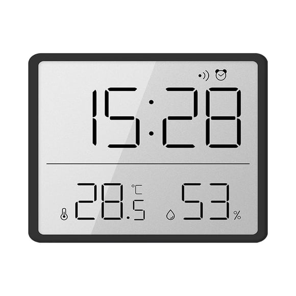 veasfak Indoor Hygrometer Snooze Electric Alarm Clock for Bedroom Office Living Room black