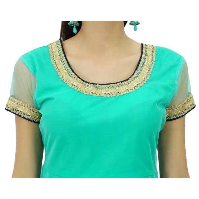Bimba Robe Anarkali en Filet Évasé Kurta Kurti Unie Tunique Indienne Vêtements Personnalisés