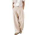 thumbnail image 1 of JMYHOAM Linen Pants for Men Work Pants Dress Pants Double Pleated and Fashionable Trousers with Button Zipper and Multiple Pockets, 1 of 7