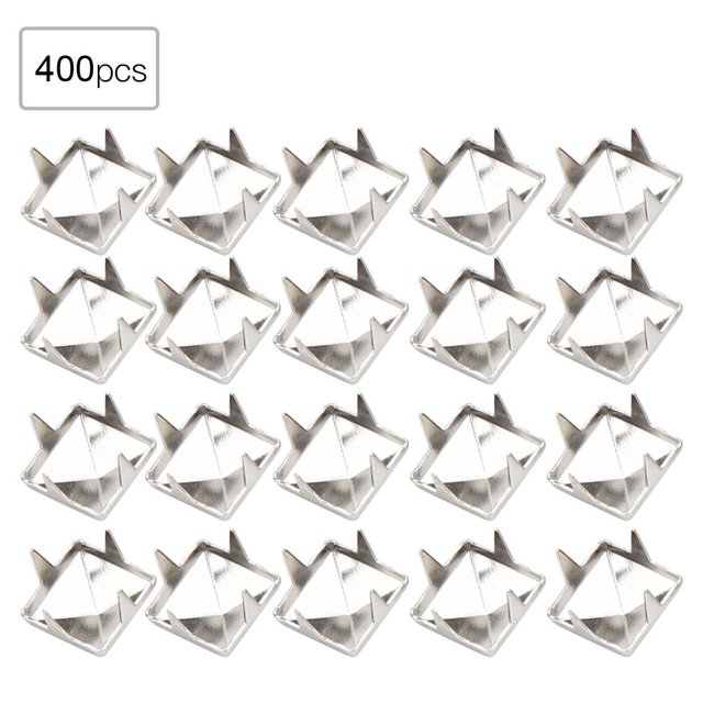 Herwey Square Rivet, 400 Sets 4MM-7MM DIY Leathercraft Spike Rivets Square Spike Studs Bags Shoes Belt Accessories, Square Spike Rivets