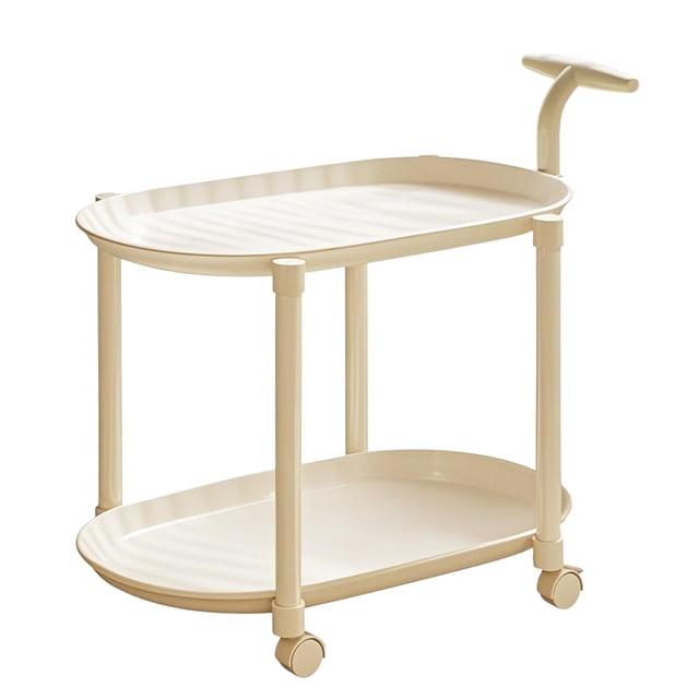YIMWNYI Rolling Side Table with Wheels, Mobile End Table for Small Spaces, 2-Tier Removable Storage Rack, Portable Nightstand, Living Room, Bedroom, Kitchen Cart, Compact and Versatile Organizer
