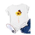 thumbnail image 1 of Innerwin Tee Butterfly Letter Printed Ladies T Shirt Holiday Short Sleeve Basic Tops White 3XL, 1 of 5