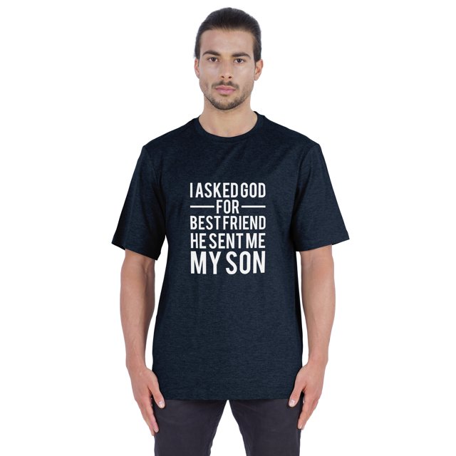 Inkmeso T-shirt à Col Rond pour Homme, Graphique Imprimé « J'ai Demandé à Dieu Mon Meilleur Ami, Il m'A Envoyé Mon Fils », Tee pour Père Fils Amour