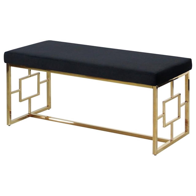 Best Master Velvet and Stainless Steel Bench in Black and Gold