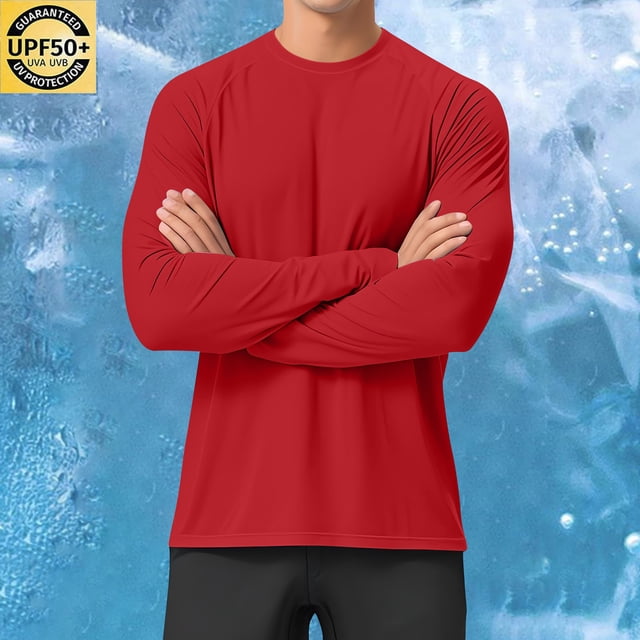 ylioge Mens Sun Protection T Shirts Lightweight Long Sleeve UV T-Shirts Casual Solid Pullover Breathable Basic Raglan Fishing Tees Tops