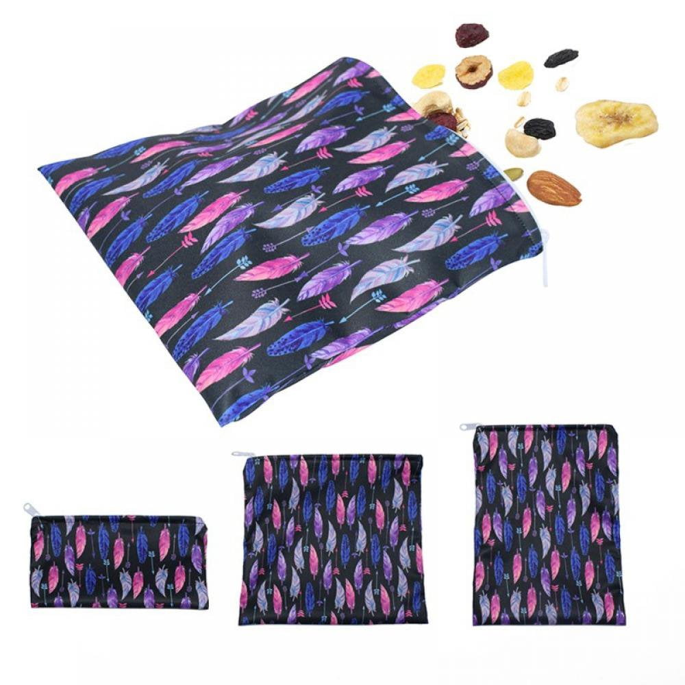 Lot de 3 Sacs Réutilisables pour Sandwichs et Collations, Sacs à Collation à Fermeture Éclair Sécuritaires pour Conserves, Friandises et Contenants de Rangement pour Sandwichs