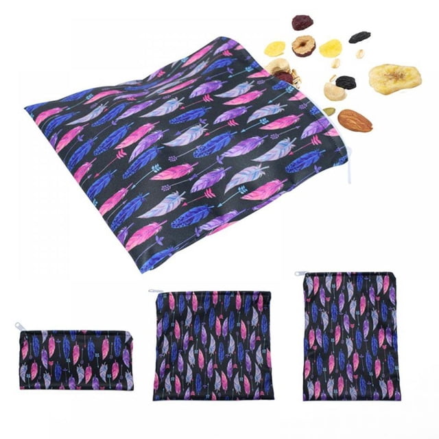 Lot de 3 Sacs Réutilisables pour Sandwichs et Collations, Sacs à Collation à Fermeture Éclair Sécuritaires pour Conserves, Friandises et Contenants de Rangement pour Sandwichs