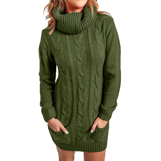 FVWITLYH Robes de Printemps pour Femmes Mode Imprimé Col en V Robe à Poches Tunique à Manches Longues Robe Décontractée Verte,TTG