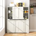 thumbnail image 4 of Costway Stackable Buffet Sideboard Set of 2 with Sliding Doors & Adjustable Shelf Antique White, 4 of 9