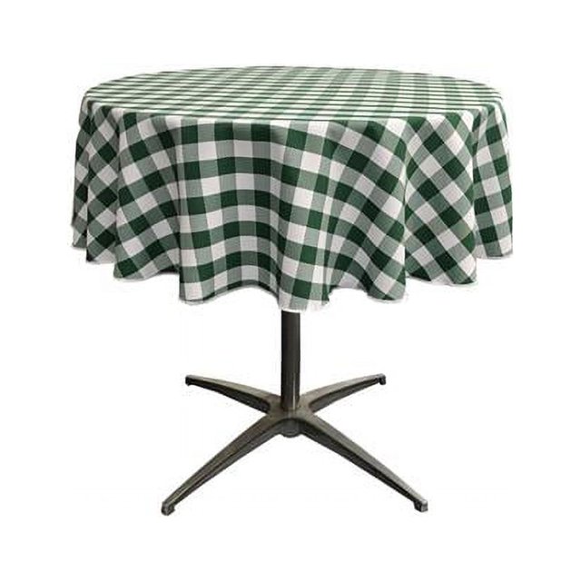 LA Linen TCcheck51R-HunterGreenK20 Nappe à Carreaux en Polyester à Carreaux Blanc & Vert Chasseur - 51 Po Ronde