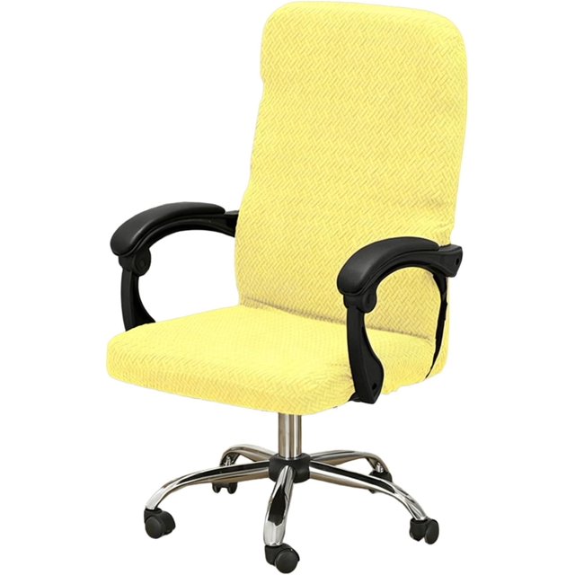 Office Chair Covers,Stretch Thick Computer Rotating Chair Cover with Zipper,for Office Desk Computer Chair Four Seasons(Lemon Yellow,M)