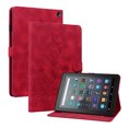 thumbnail image 2 of FJLBDE Étui pour Amazon Kindle Fire 7 (12e Gén., Version 2022), Portefeuille Folio à Rabat en Cuir PU à Motif de Fleurs Embossé avec Support, Rouge, 2 of 7