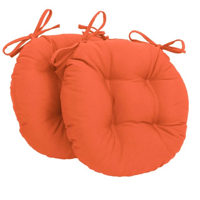 Coussins de Chaise Ronds Capitonnés en Sergé Uni de 16 Po (Ensemble de 2)