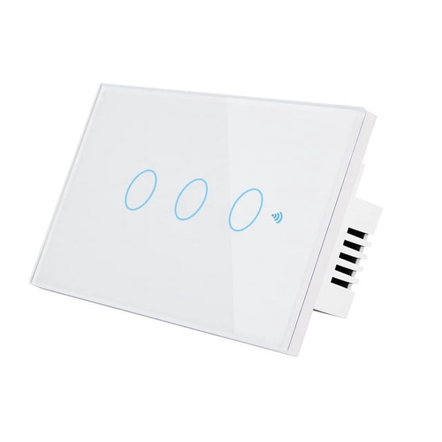 Commutateur WiFi Intelligent Tuya Norme 120 US - 3 Gang, Blanc, Universel Neutre/non Neutre, Commande Vocale Alexa, Utilisation via Application à Distance, Conception Compacte, Matériau Durable pour la Sécurité et le Confort à la Maison et au Bureau