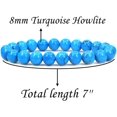 thumbnail image 2 of Bracelet Extensible Unisexe en Perles Rondes de 8 mm en Howlite Turquoise Naturelle 7 Pouces, 2 of 5