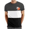 thumbnail image 1 of Chemises pour Hommes, T-Shirt à Manches Courtes Col Rond Patchwork Imprimé Entraînement Physique Sports, 1 of 4