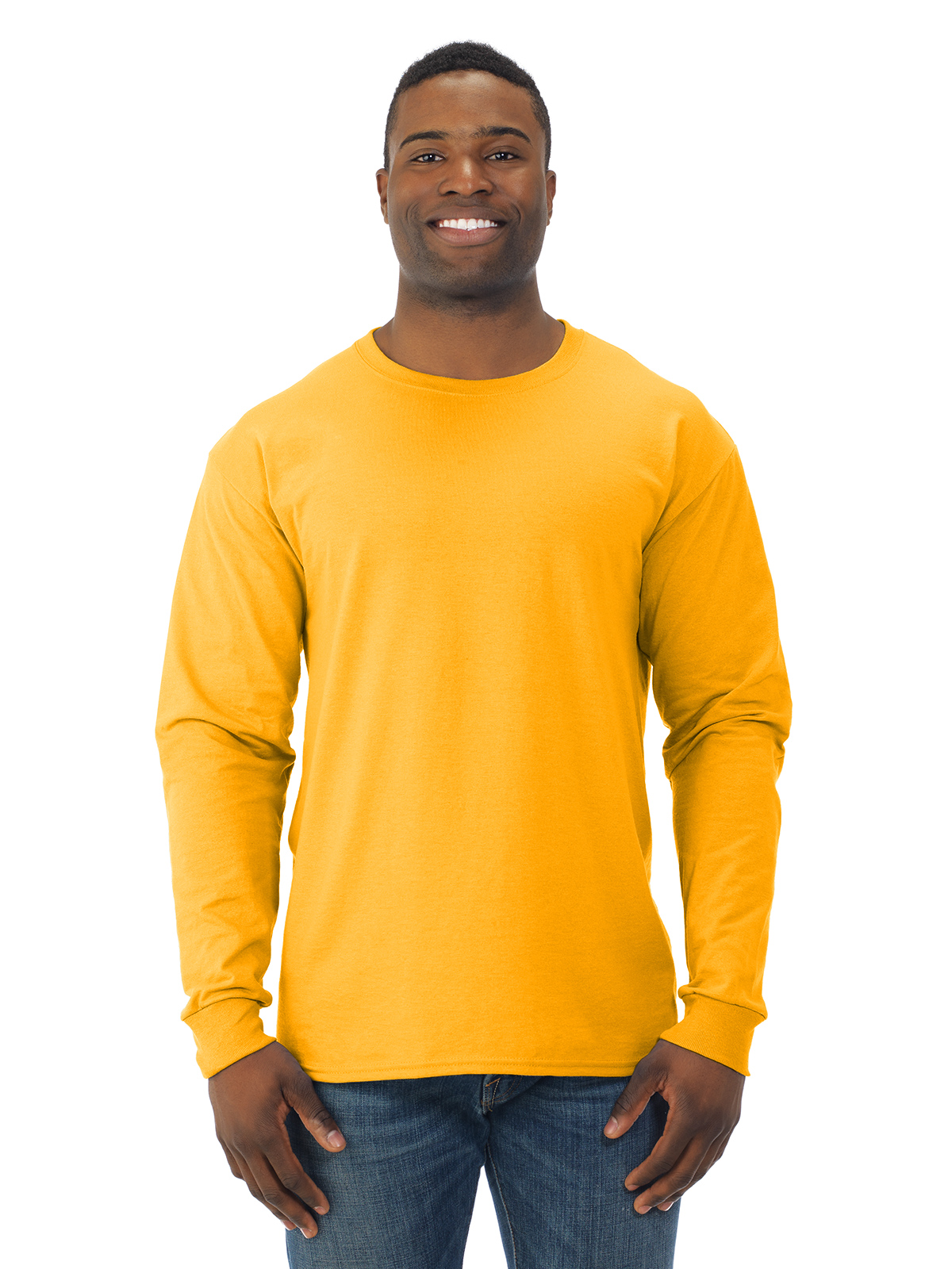 Jerzees Mens DRI-POWER Active Long Sleeve Crew T-Shirt, XL, Gold
