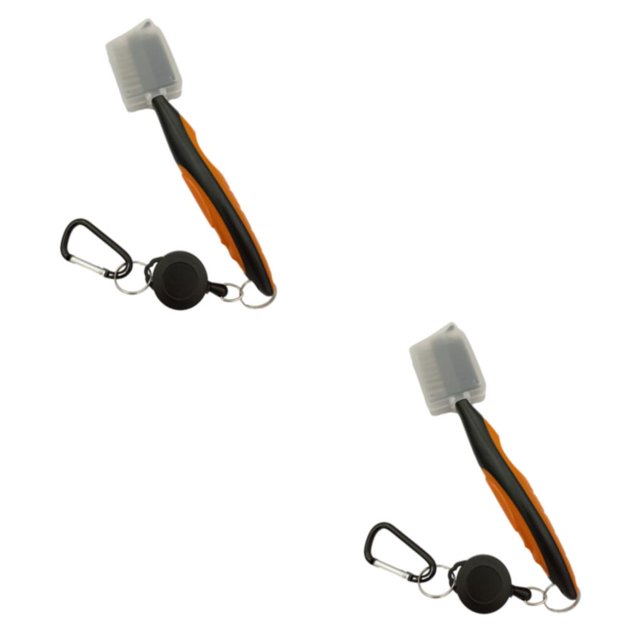 Baohd Stainless Steel Golf Club Brush Ergonomic Handheld Replacement Solid Color Shoe Brushes Cleaning Tool Accessories Orange with Lid 2Set