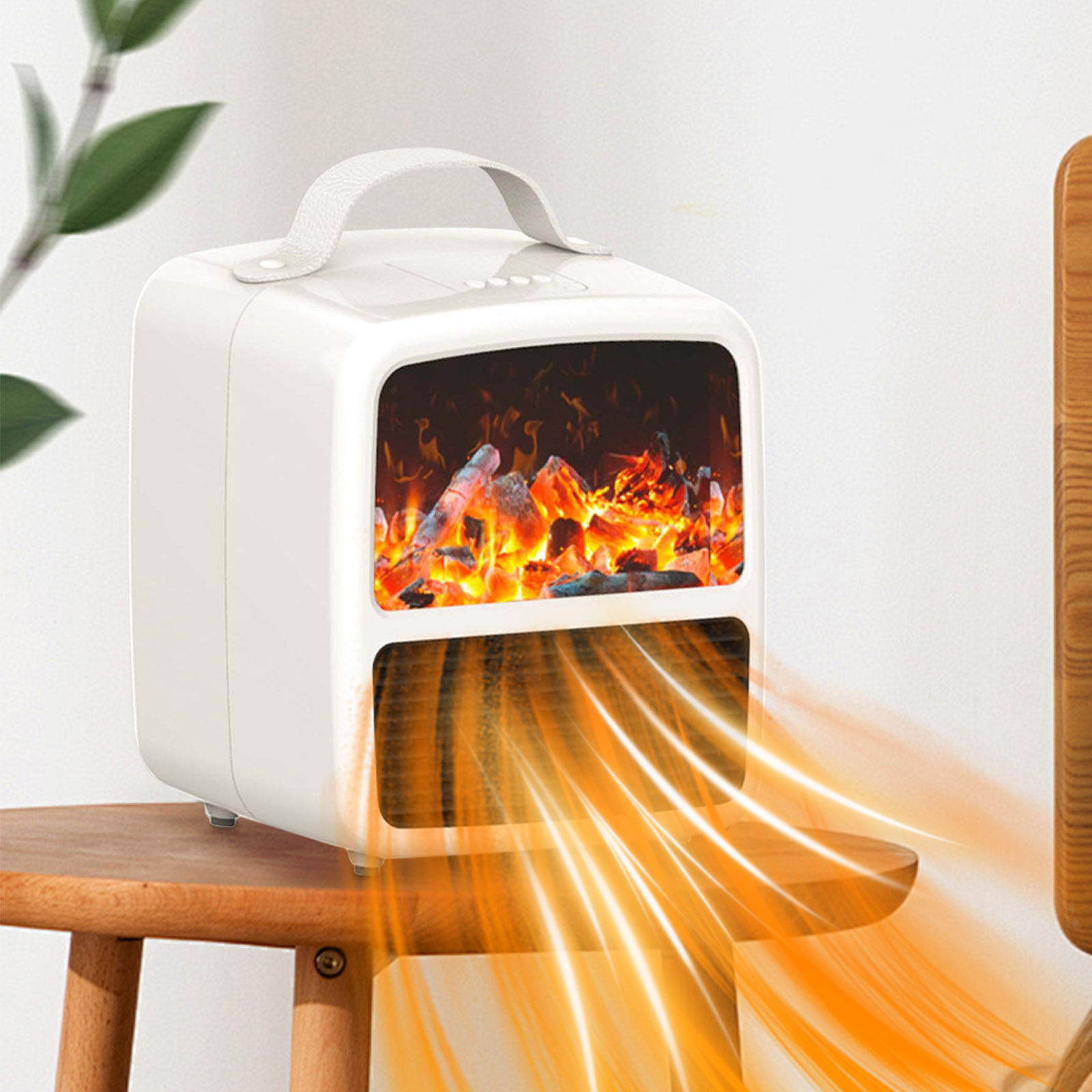 TIMIFIS Electric Fireplace Heater, 1500W Electric Space Heater for Indoor Use Portable Fireplce Heater with Realistic Flame and Overheating Protection Suit for Indoor Bedroom Office