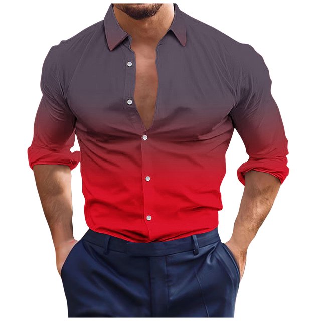 Birdeem Chemises pour Hommes Manches Longues Boutonnées Mode Décontractée Imprimée Bouton Col Rabattu Chemise Chemise Hauts Été Chemises Manches Longues pour Hommes