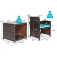 thumbnail image 2 of Gymax Ensemble de Conversation pour Patio en Rotin 3 Pcs Cour Extérieur avec Coussins Turquoise, 2 of 9
