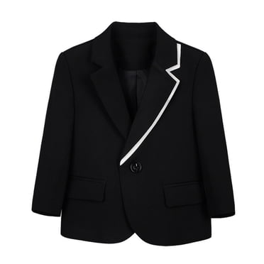 Floleo Boys' Blazer Jacket Casual Slim Fit Single Breasted Kids Solid Color Long Sleeve Pocket Jacket for Boy Formal Sport Suit Coat for Party Wedding(Black#5,12-13 Years)