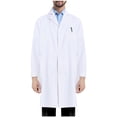 thumbnail image 1 of KIHOUT Professional Lab Coat for Men Long Sleeve Turndown Collar Poly White Coat, 1 of 8