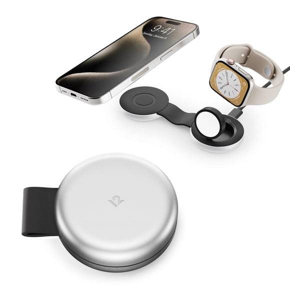Butterfly 2-in-1 Compact Foldable Wireless Charger with Travel Adapter, 15W MagSafe Duo Charging for iPhone, Airpods, and Apple Watch