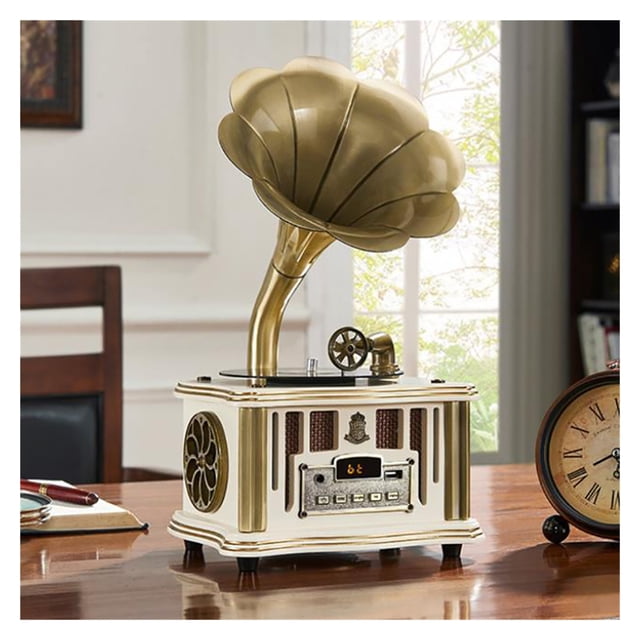 Gramophone Rétro Mini Ornements Anciens Tourne-Disque de Style Européen Tourne-Disque Vintage Mini Haut-Parleur