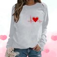 thumbnail image 1 of Qertyioot T-Shirt Graphique pour Femmes de la Saint-Valentin à Manches Longues, Haut à Col Rond Imprimé, Chandail Décontracté, 1 of 5