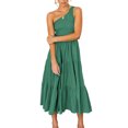 thumbnail image 4 of Femmes Robe Longue Swing Plissé Midi Parti Danse Plage Bureau de Vacances Adolescents Mode Vêtements d'Été Vert XL, 4 of 8