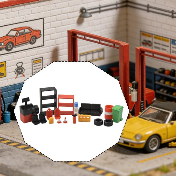 BELOVING Outil de Réparation Auto 1/64 Modèle en Résine Mini Outil d'Entretien pour Voiture pour Aménagement de Train 18 Pcs