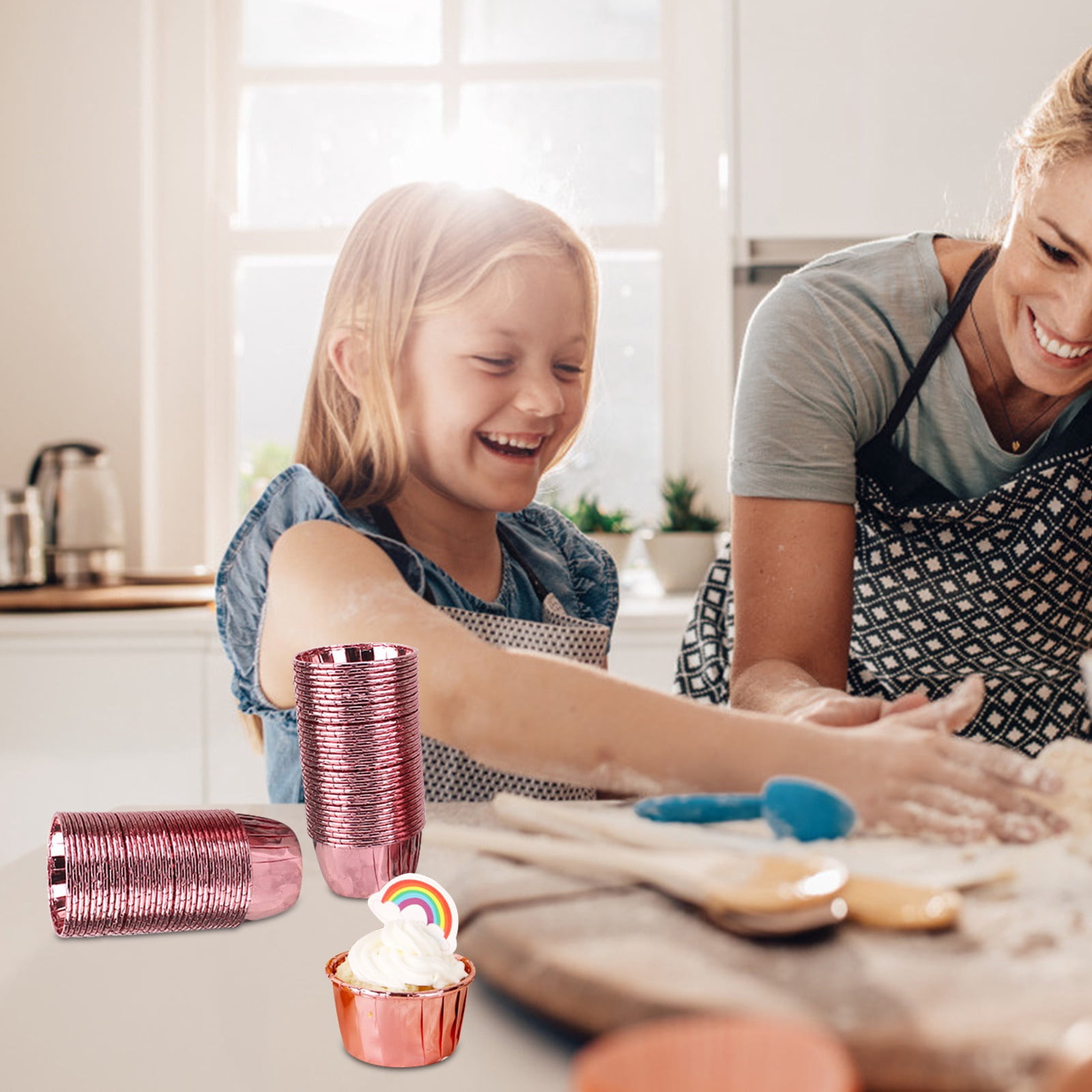 Dvkptbk Baking Paper Cup Large Flanged Cake Cups Multicolor Baking Desserts High Temperature Cake Cups Home & Garden