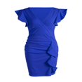 thumbnail image 4 of MesaSe Femmes d'Été Près du Cou Manches Robe V Swing Robe avec Poches Couleur Unie une Seule Pièce, 4 of 9
