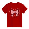 thumbnail image 4 of LUOGENLI T-Shirt pour Filles Filles Été Manches Courtes Col Rond Tee Hauts Décontractés pour Tous les Jours Mélange Confortable Chemises avec Jeans Jupes Pantalons Maxi Hauts Ensemble Fluide Rouge 5-6 Ans, 4 of 4
