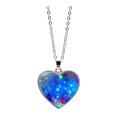 thumbnail image 1 of Solar System Planet Galaxy Double Sided Glass Universe Heart Pendant Necklace, 1 of 9