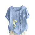 thumbnail image 1 of CHUANK Chemises pour Femmes Dames Liquidation T-Shirts d'Été Décontractés pour Femmes Col Rond Manches Courtes Imprimé Floral Chemise Ample Hauts, 1 of 4