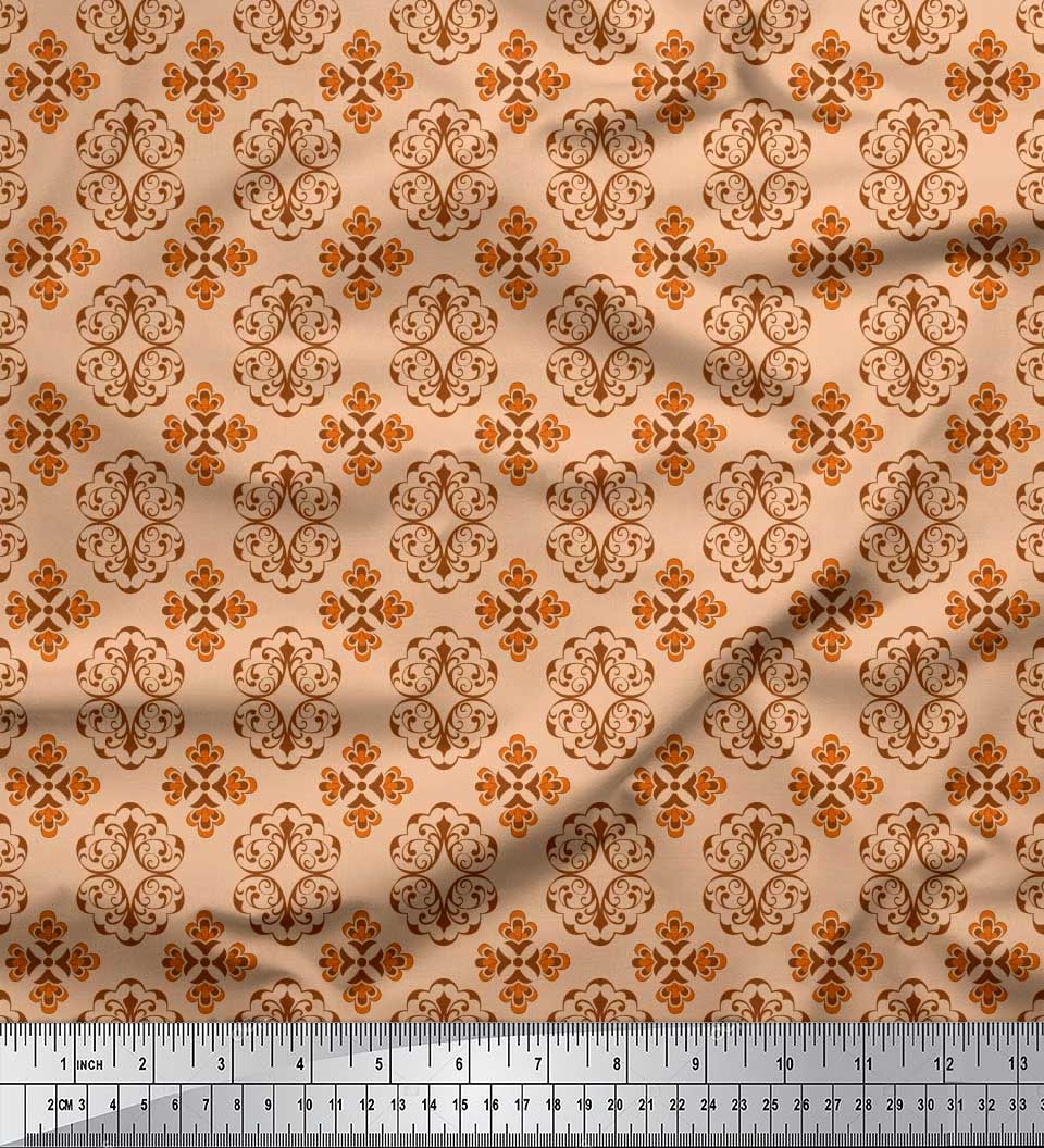 Soimoi Tissu en Velours Imprimé Damas Filigrane au Mètre 58 Pouces de Large