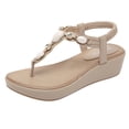 thumbnail image 2 of RKSTN Sandals for Women Ladies Sandals Rhinestone Buckle Style Wedge Heel Large Size Flip Flop Sandals Soft Comfortable Sandals, 2 of 5