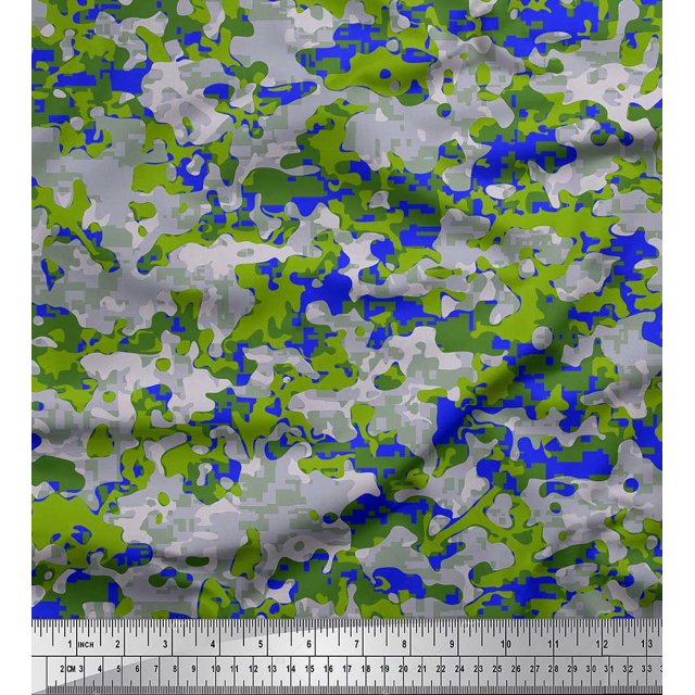 Soimoi Moss Georgette Fabric Two Tone With Grey Camouflage Print Sewing Fabric Yard 42 Inch Wide