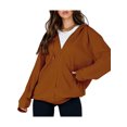 thumbnail image 3 of Women's Casual Hooded Jacket Long Sleeve Zip Up Solid Color Outwear with Pockets Fall Sweatshirt, 3 of 9